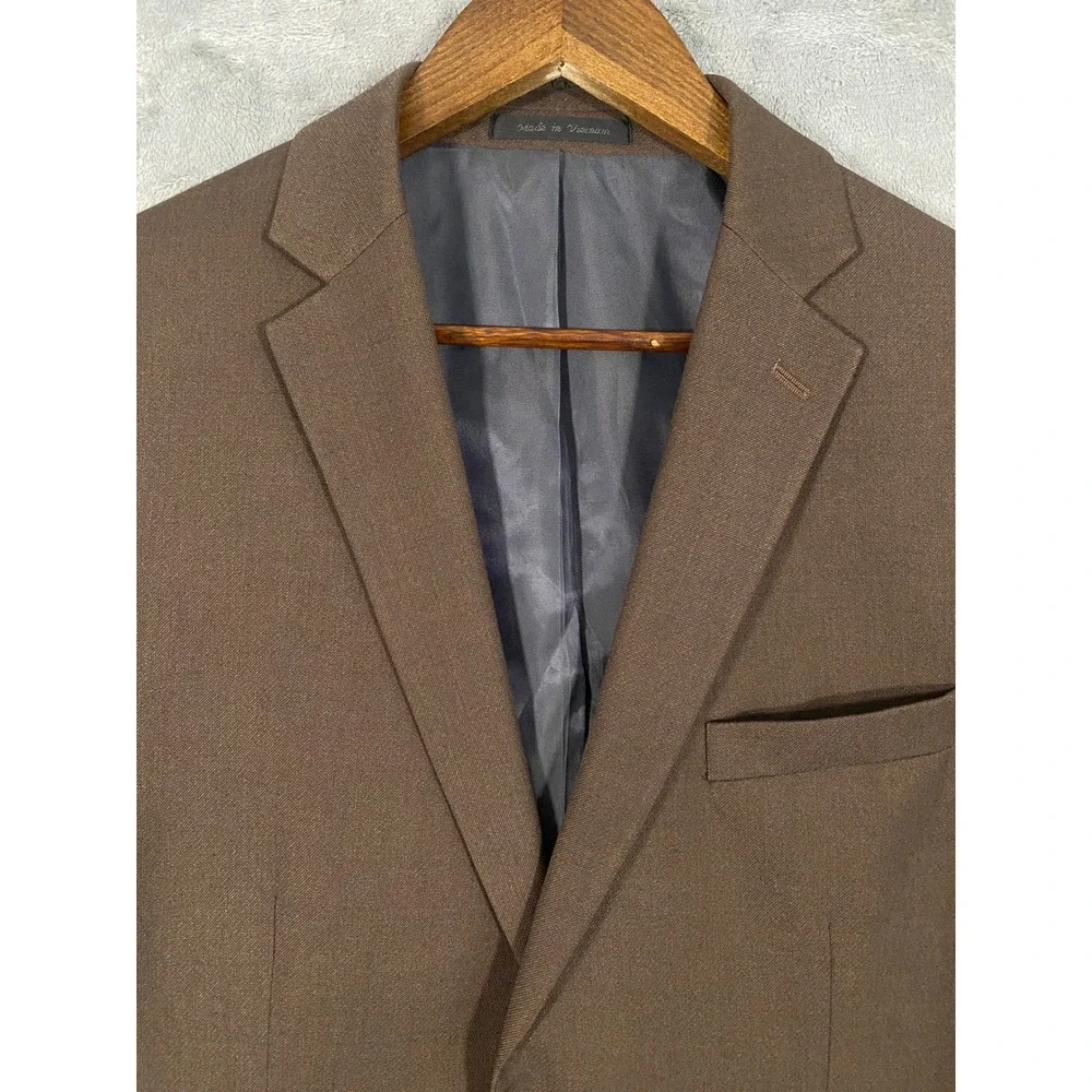 Calvin Klein Blazer Mens 44L Brown Solid Two‎ Button Double Vent Sport Coat